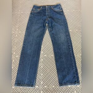 Vintage Y2K Levi's 501 Dark Wash Straight-Leg Button Fly Blue Jeans